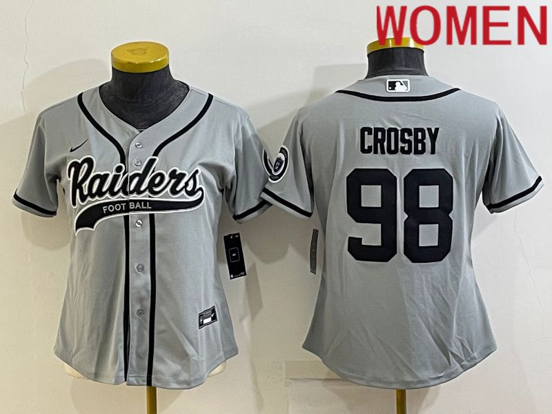 Women Oakland Raiders 98 Crosby Grey 2022 Nike Co branded NFL Jerseys